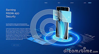 Banking App for responsive mobile app or website with different GUI Realistic smartphone mockup. Device UI/UX mockup for presentat Stock Photo